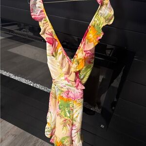 Floral Ruffle V-Neck Dress